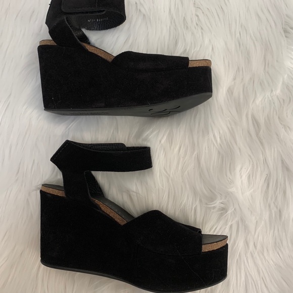 Pedro Garcia Black Suede Wedge Platform Sandals - Size 36 - Picture 2 of 6